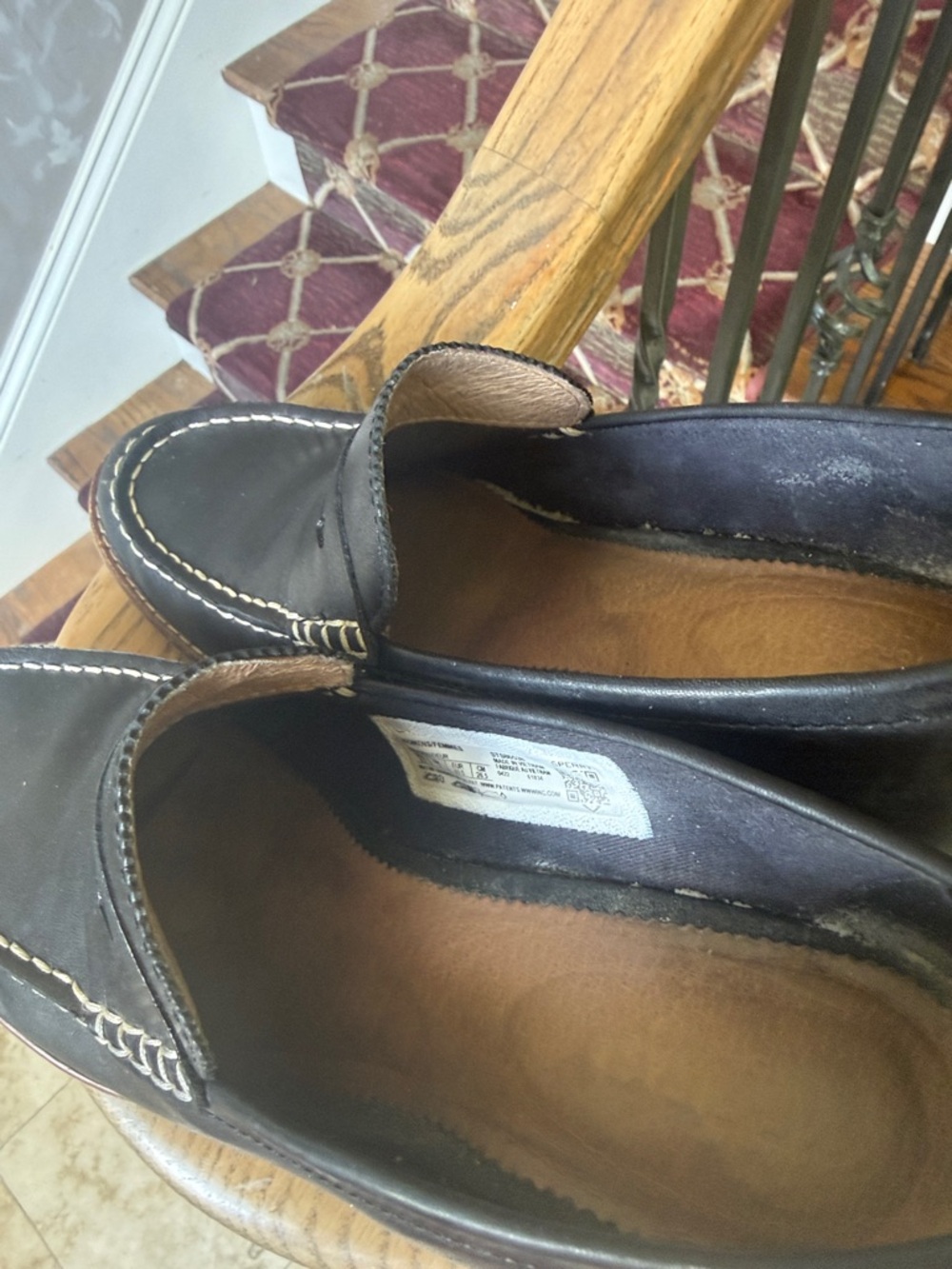 Sperry Black Leather Penny Loafers with Stacked Brown Heel 9.5 - Picture 7 of 16